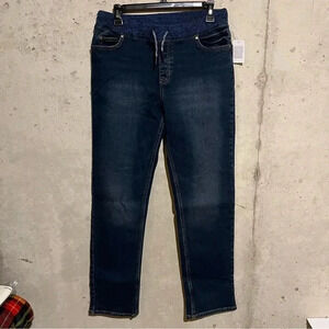 NWT Lands' End Boys Pull On Dark Blue Jeans 14-16 Husky Classic Stretch